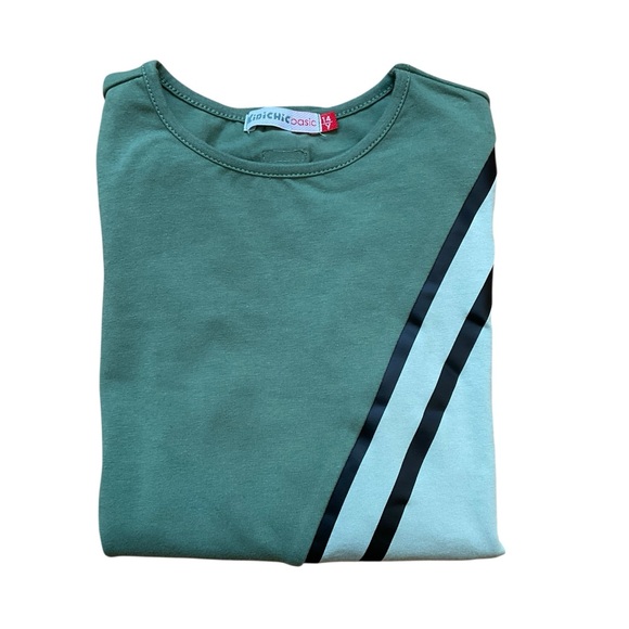 Kidichic Girls 3/4 Sleeve Green Colorblock Tee Shirt Size 14 New Without Tags - Picture 7 of 7